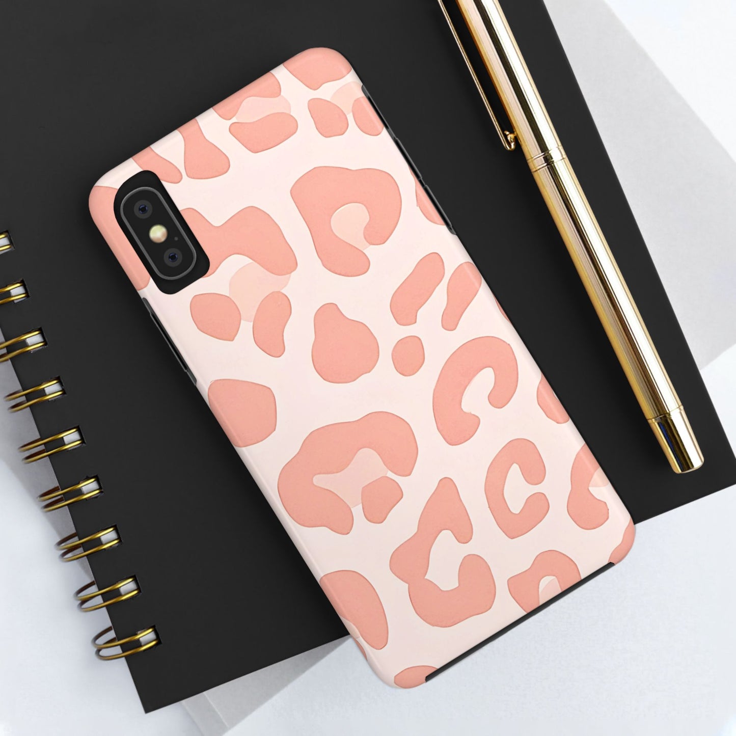 Funda resistente para teléfono con estampado de leopardo rosa preppy | Estética