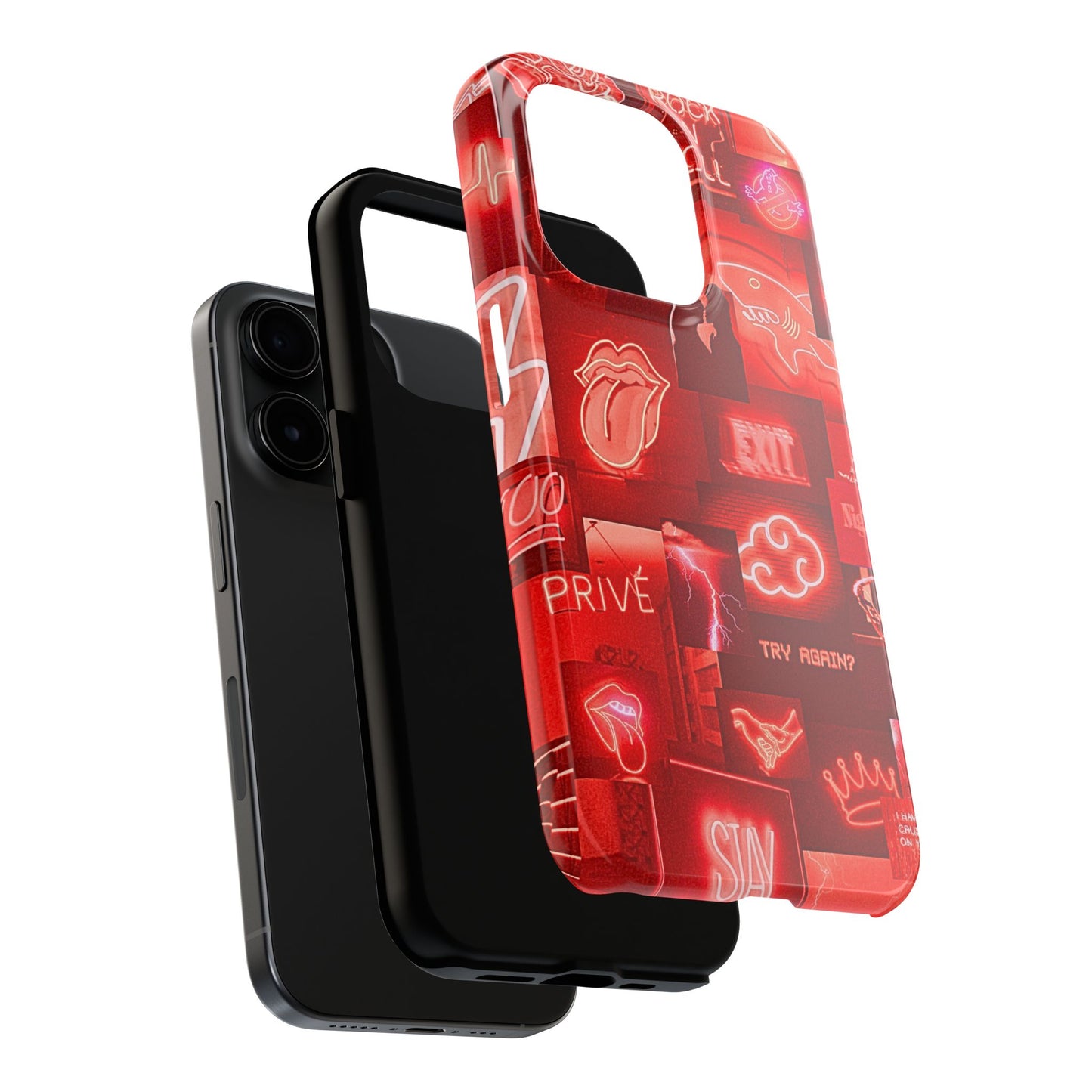 Funda resistente para teléfono con diseño de neón rojo | Estética