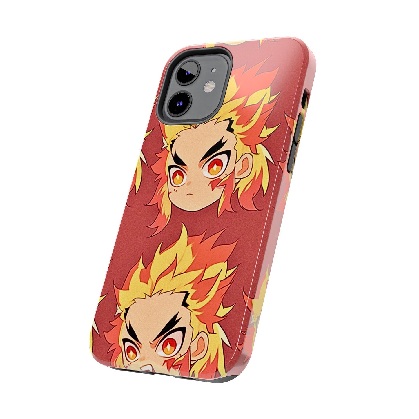Rengoku Head Pattern Dark Orange Tough Phone Case | Anime - Demon Slayer