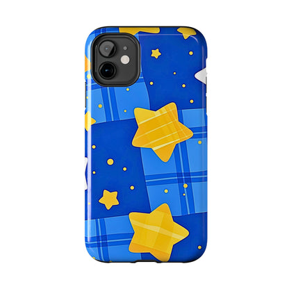 Funda resistente para teléfono con estampado de estrellas y cuadros preppy | Estética