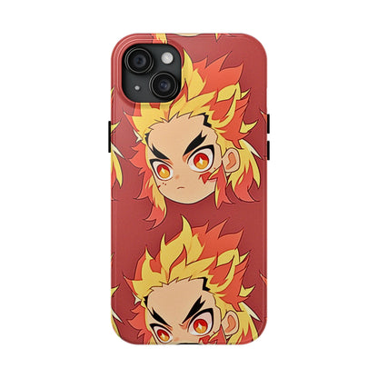 Rengoku Head Pattern Dark Orange Tough Phone Case | Anime - Demon Slayer