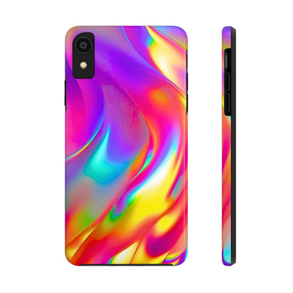 Funda resistente para teléfono con brillo metálico holográfico y estilo abstracto | Estética