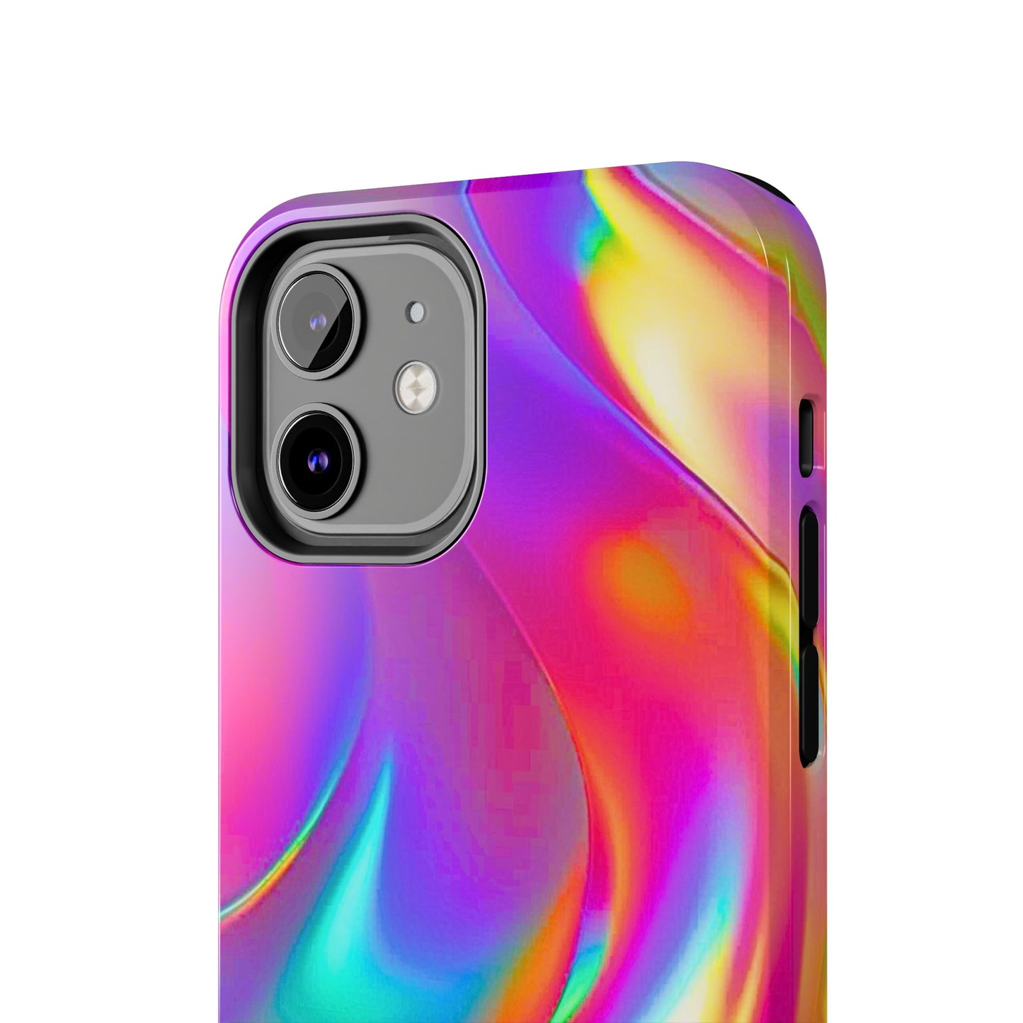 Funda resistente para teléfono con brillo metálico holográfico y estilo abstracto | Estética