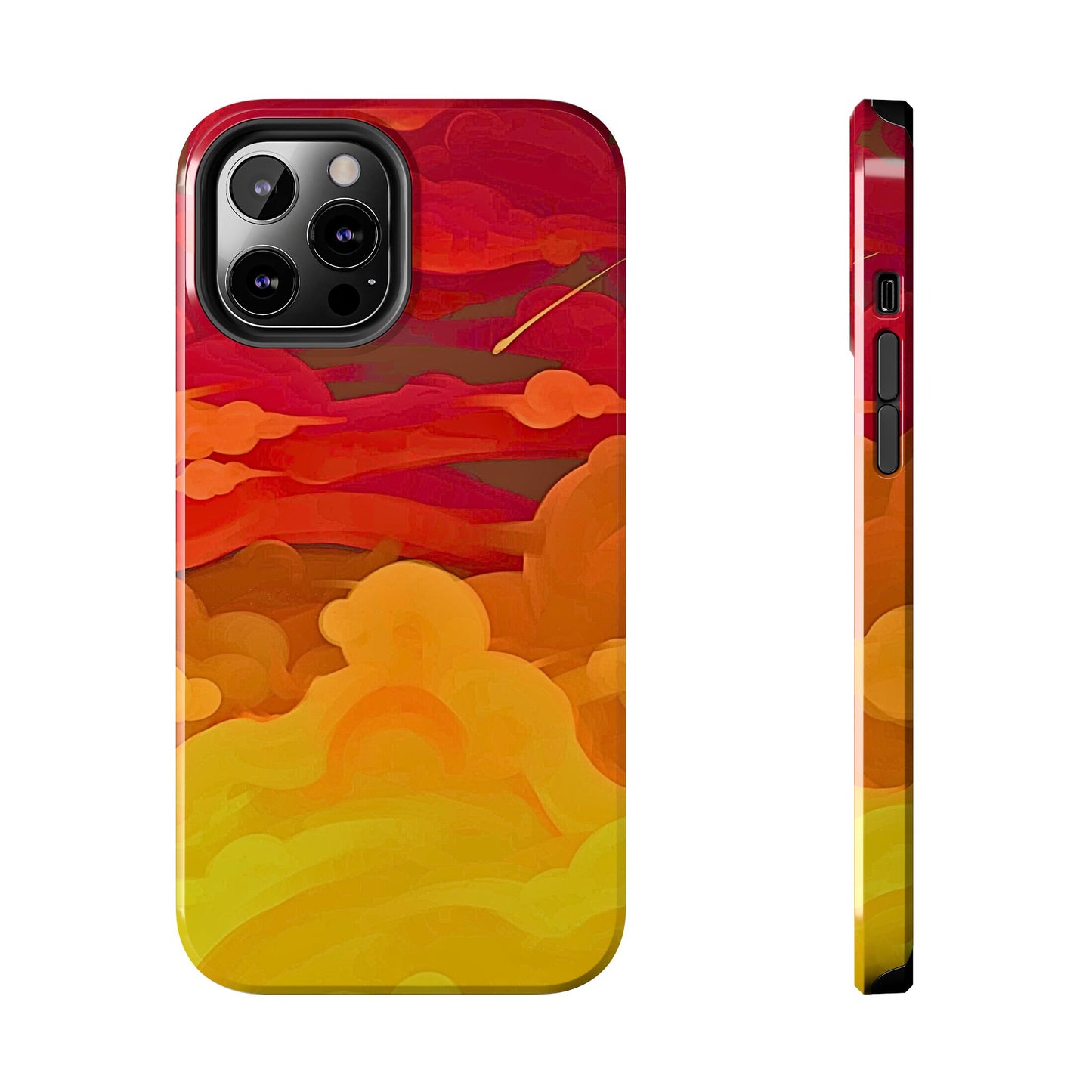 Funda resistente para teléfono con diseño de nubes rojas y naranjas | Estética