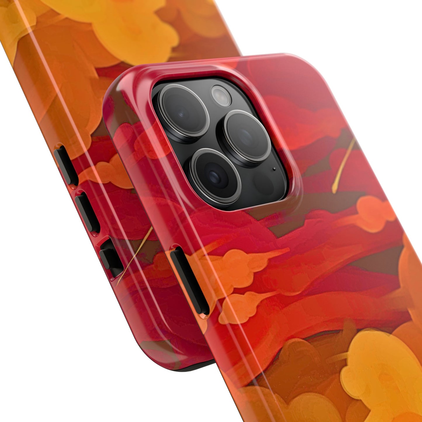 Funda resistente para teléfono con diseño de nubes rojas y naranjas | Estética