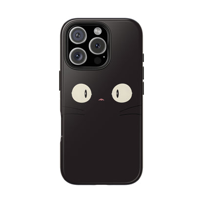 Adorable Black Cat Face and Eyes Minimal Tough Phone Case | Animals