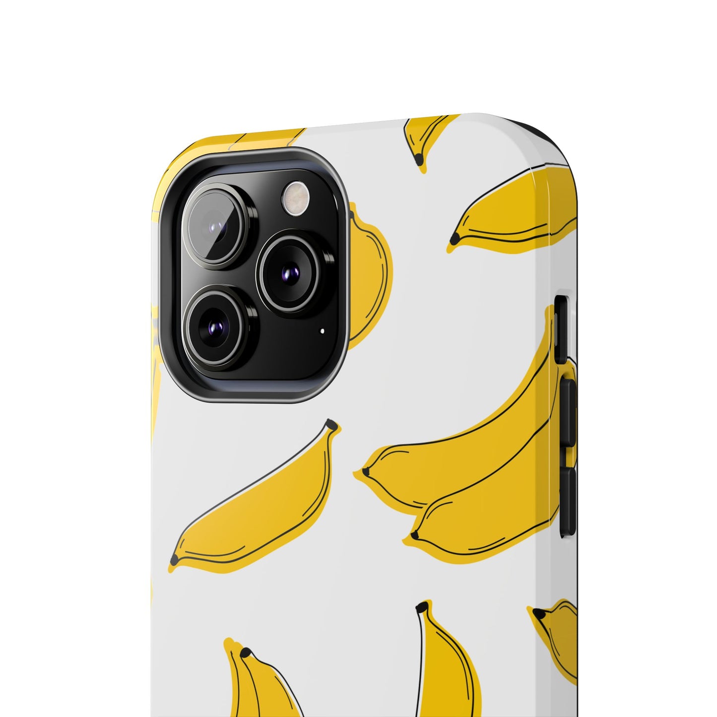 Bold Yellow Banana Pattern Minimal Line Art Tough Phone Case | Food