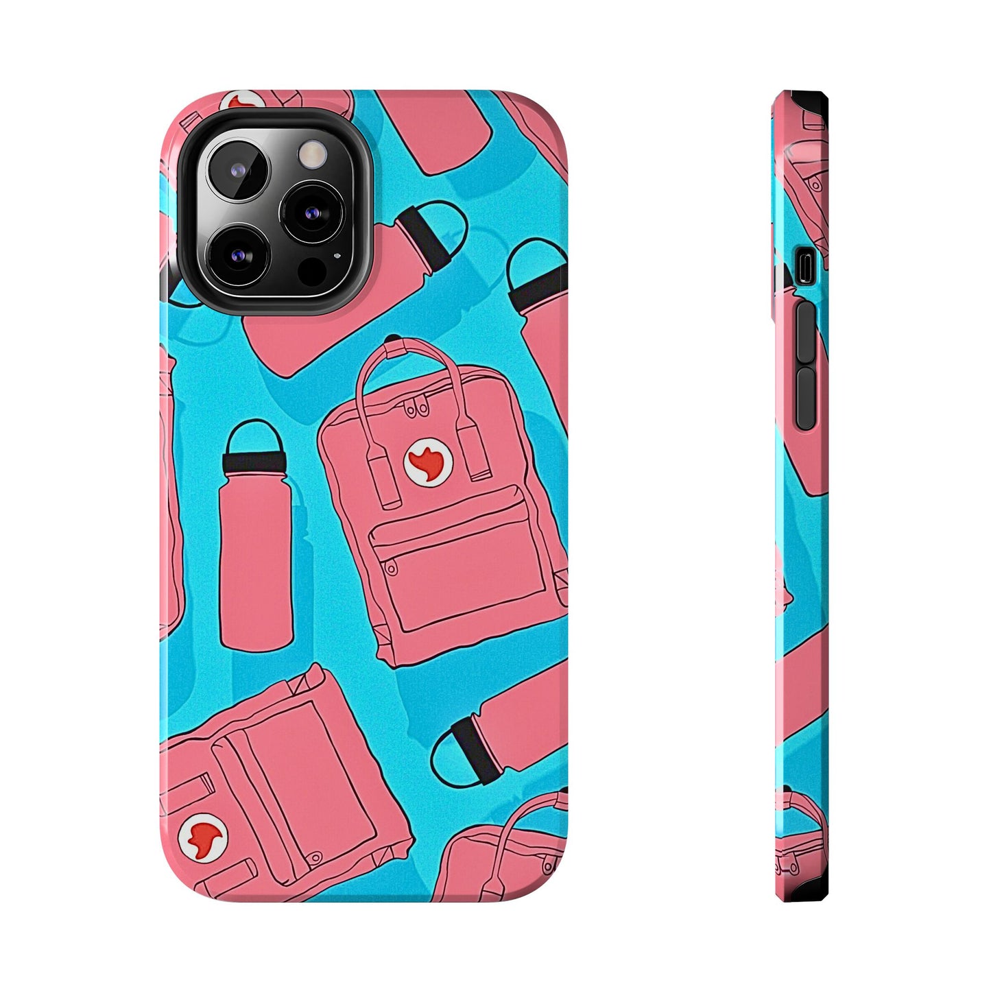 VSCO Kanken Backpack Water Bottle Pink & Blue Tough Phone Case | Aesthetic