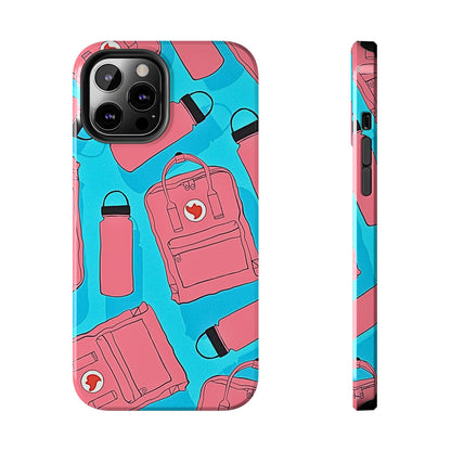 VSCO Kanken Backpack Water Bottle Pink & Blue Tough Phone Case | Aesthetic