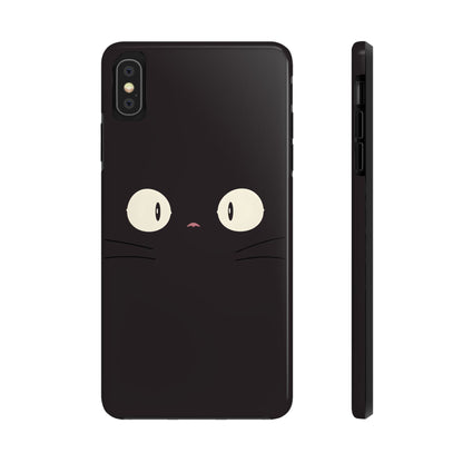 Adorable Black Cat Face and Eyes Minimal Tough Phone Case | Animals