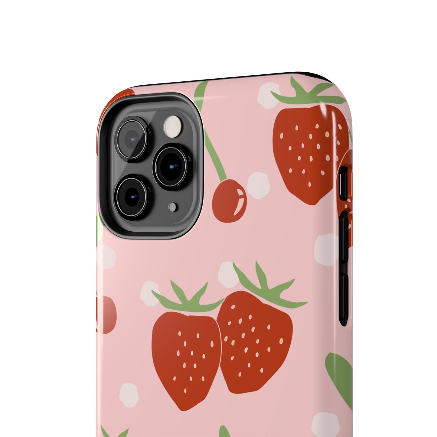 Cute Pink and Red Cherry and Strawberry Tough Phone Case | Food