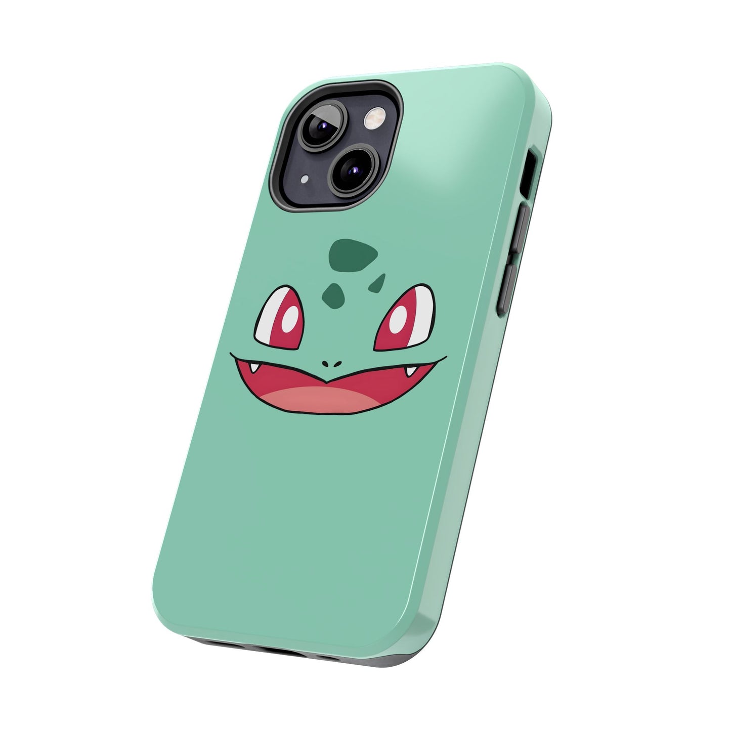 Green Leaf Dino Smile Red Eyes Cute Creature Tough Phone Case | Anime