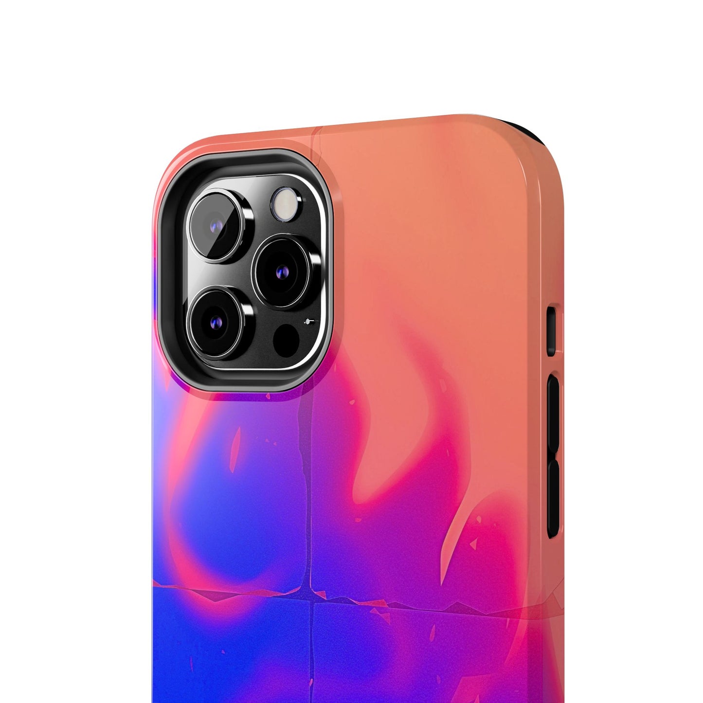 Funda resistente para teléfono con diseño de llamas, degradado abstracto y resplandor del atardecer | Estética