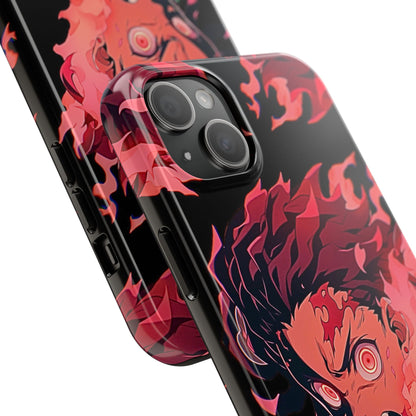 Tanjiro Kamado Flamed Style Black Tough Phone Case | Anime - Demon Slayer