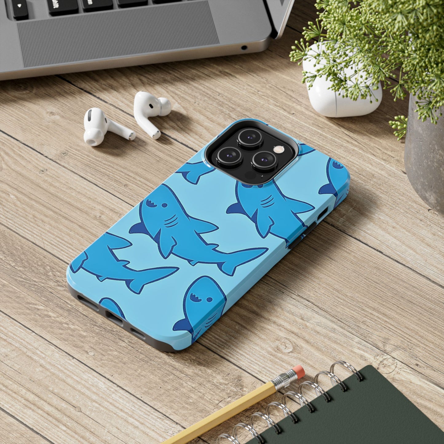 Smiley Shark Fun Pattern Tough Phone Case | Animals