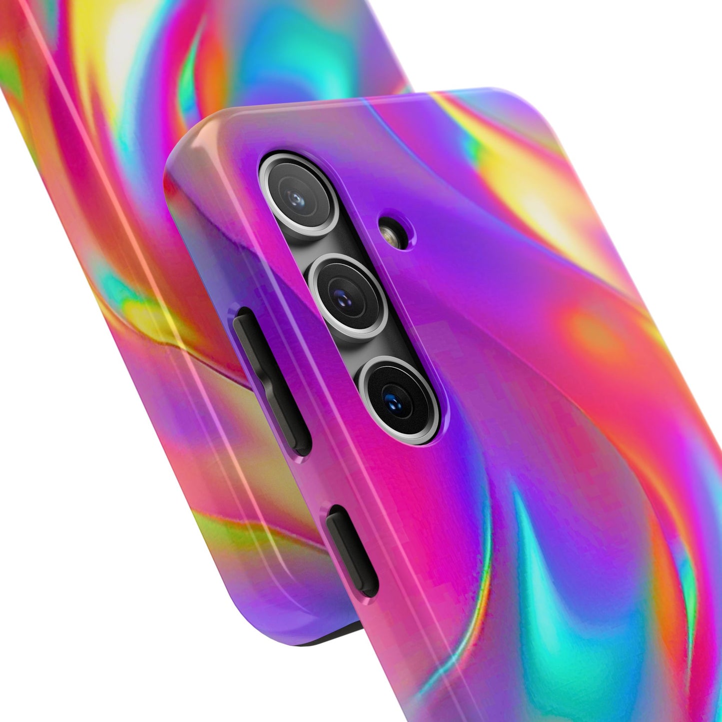 Funda resistente para teléfono con brillo metálico holográfico y estilo abstracto | Estética