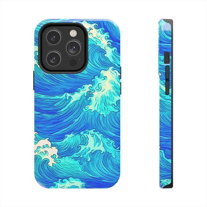 Funda resistente para teléfono con diseño de olas de agua | Estética