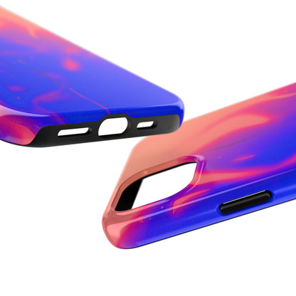 Funda resistente para teléfono con diseño de llamas, degradado abstracto y resplandor del atardecer | Estética