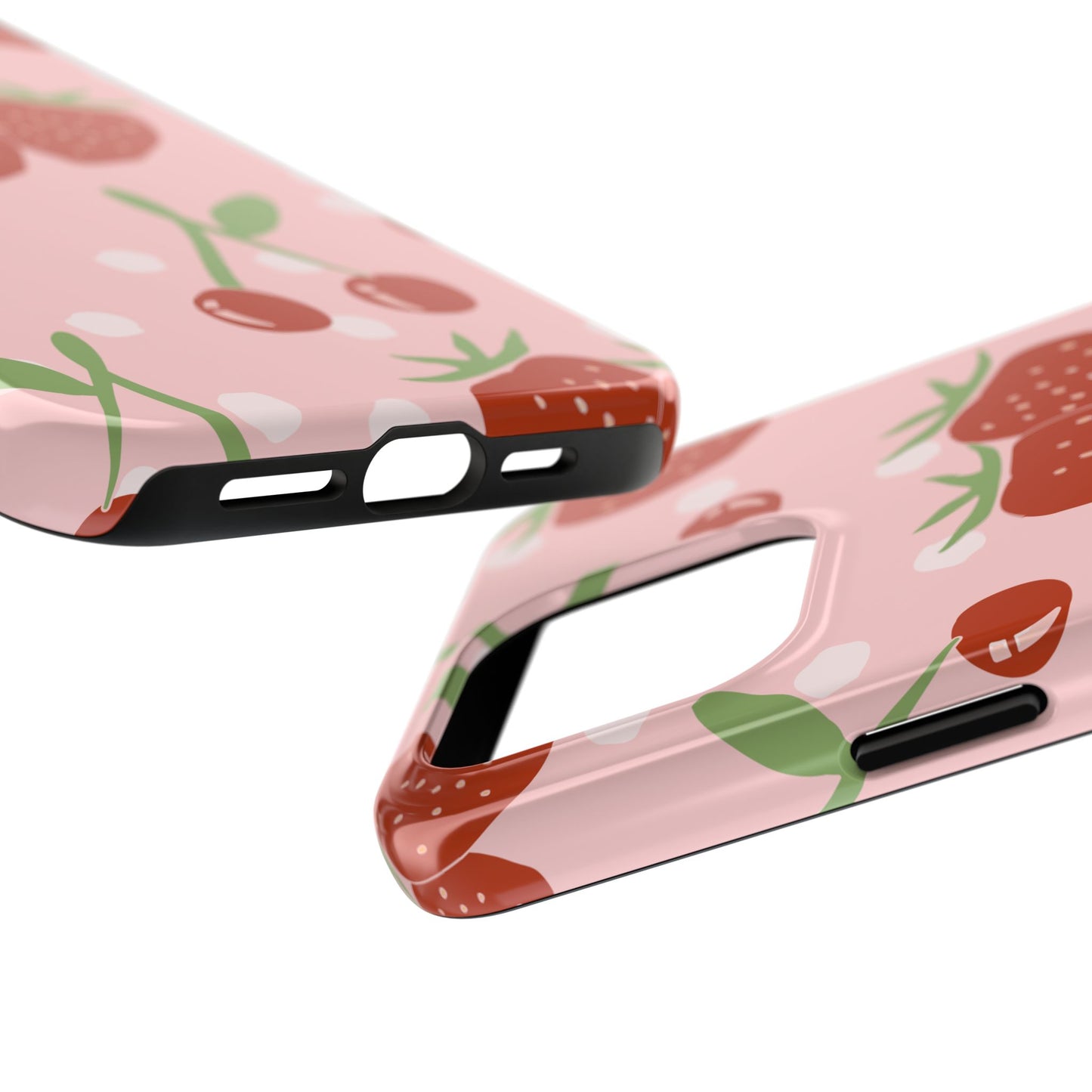 Cute Pink and Red Cherry and Strawberry Tough Phone Case | Food