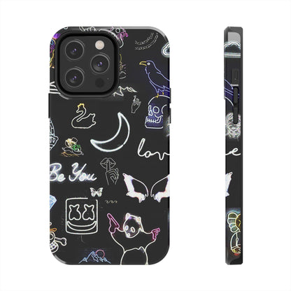 Funda resistente para teléfono estilo neón blanco | Estética