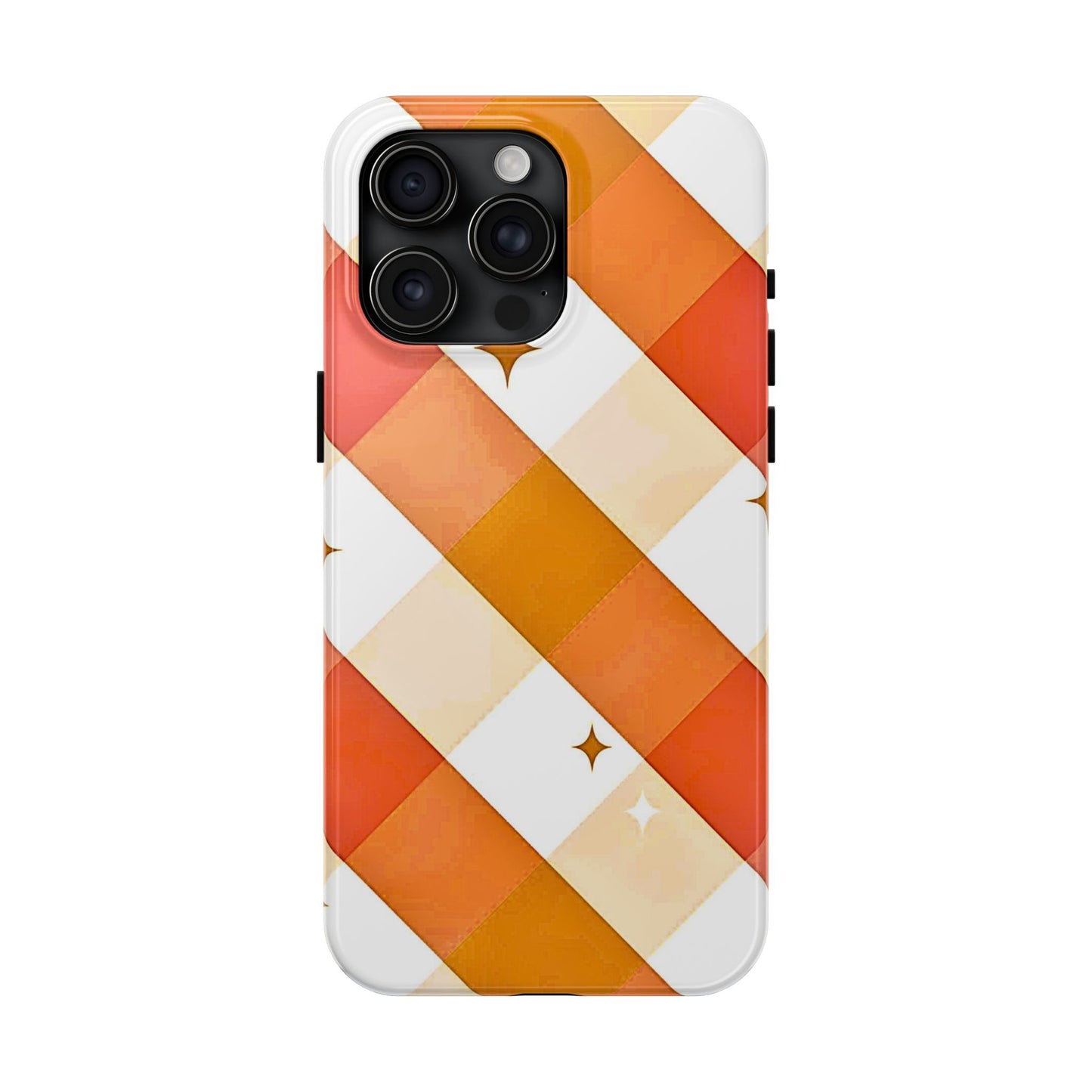 Pastel Orange & Pink Checkered Stars Tough Phone Case | Aesthetic