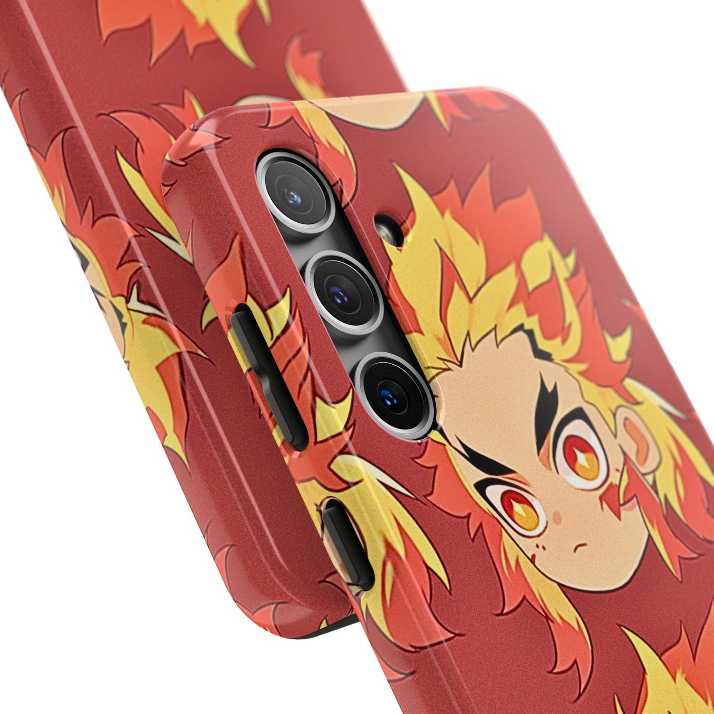 Rengoku Head Pattern Dark Orange Tough Phone Case | Anime - Demon Slayer