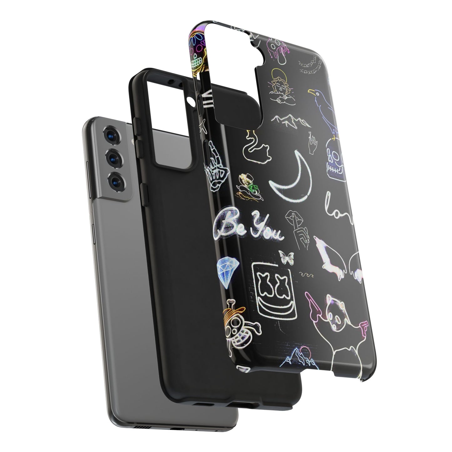Funda resistente para teléfono estilo neón blanco | Estética