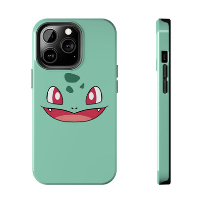 Green Leaf Dino Smile Red Eyes Cute Creature Tough Phone Case | Anime