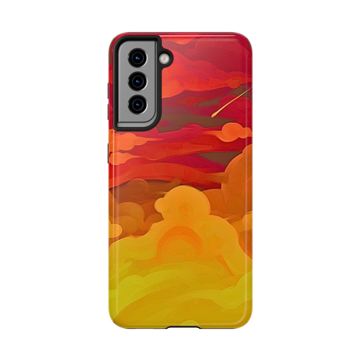 Funda resistente para teléfono con diseño de nubes rojas y naranjas | Estética