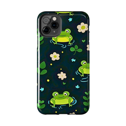 Kawaii Froggy Pattern Black Tough Phone Case | Animals