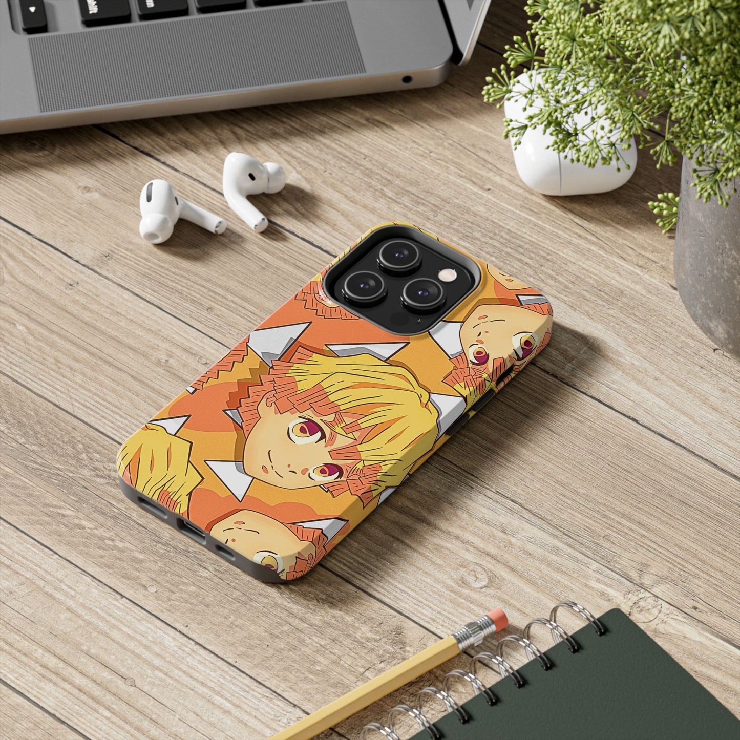 Zenitsu Agatsuma Haori Head Pattern Tough Phone Case | Anime - Demon Slayer