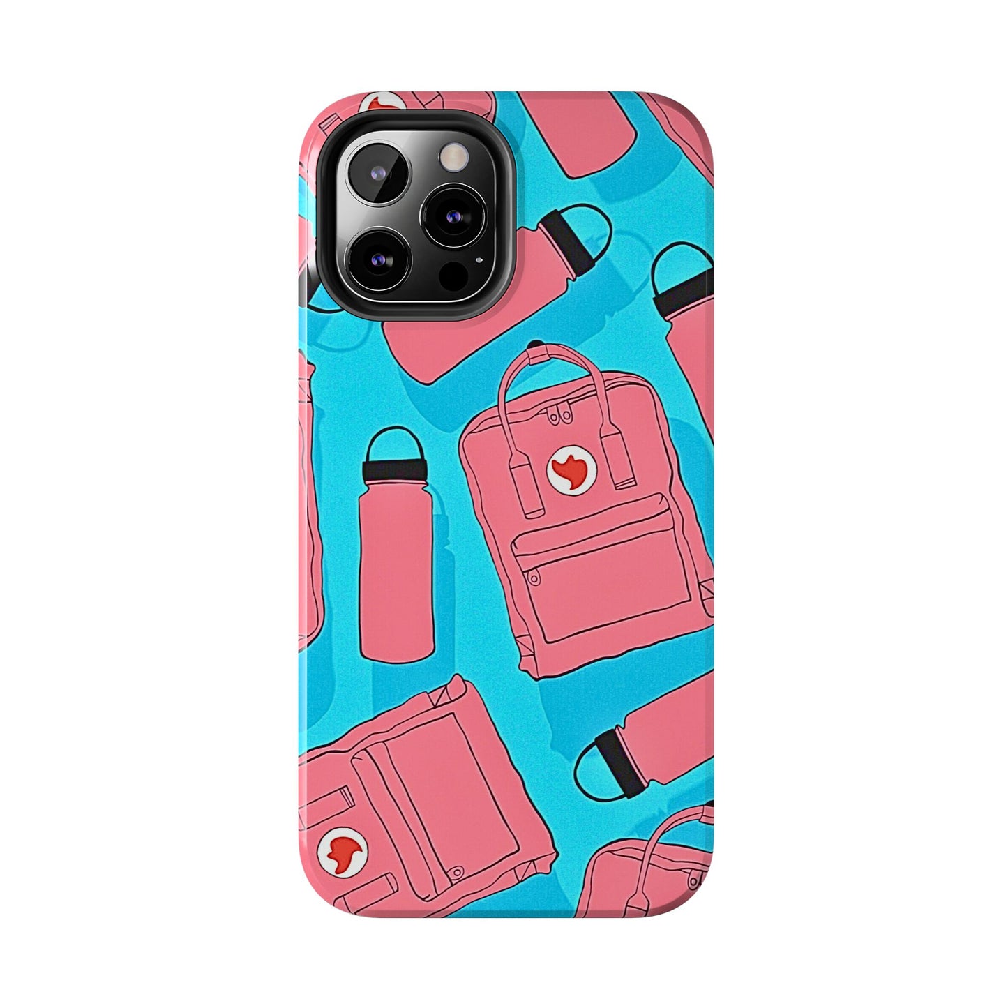 VSCO Kanken Backpack Water Bottle Pink & Blue Tough Phone Case | Aesthetic