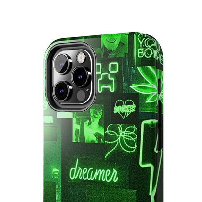 Green Neon Style Tough Phone Case | Aesthetic