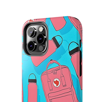 VSCO Kanken Backpack Water Bottle Pink & Blue Tough Phone Case | Aesthetic