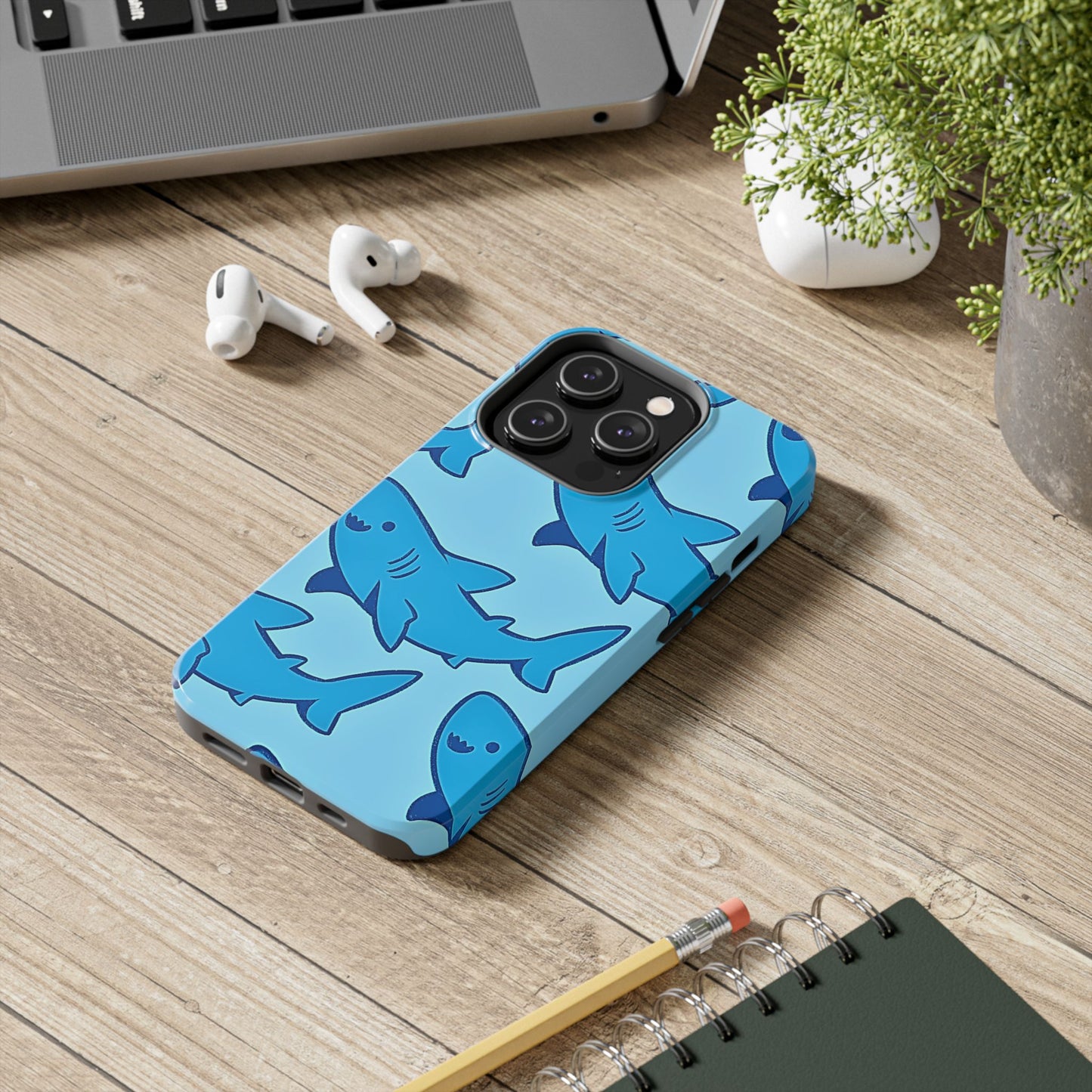 Smiley Shark Fun Pattern Tough Phone Case | Animals