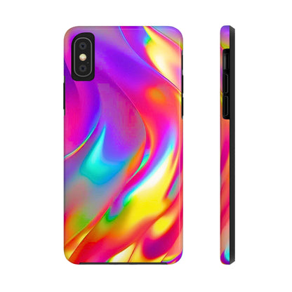 Funda resistente para teléfono con brillo metálico holográfico y estilo abstracto | Estética