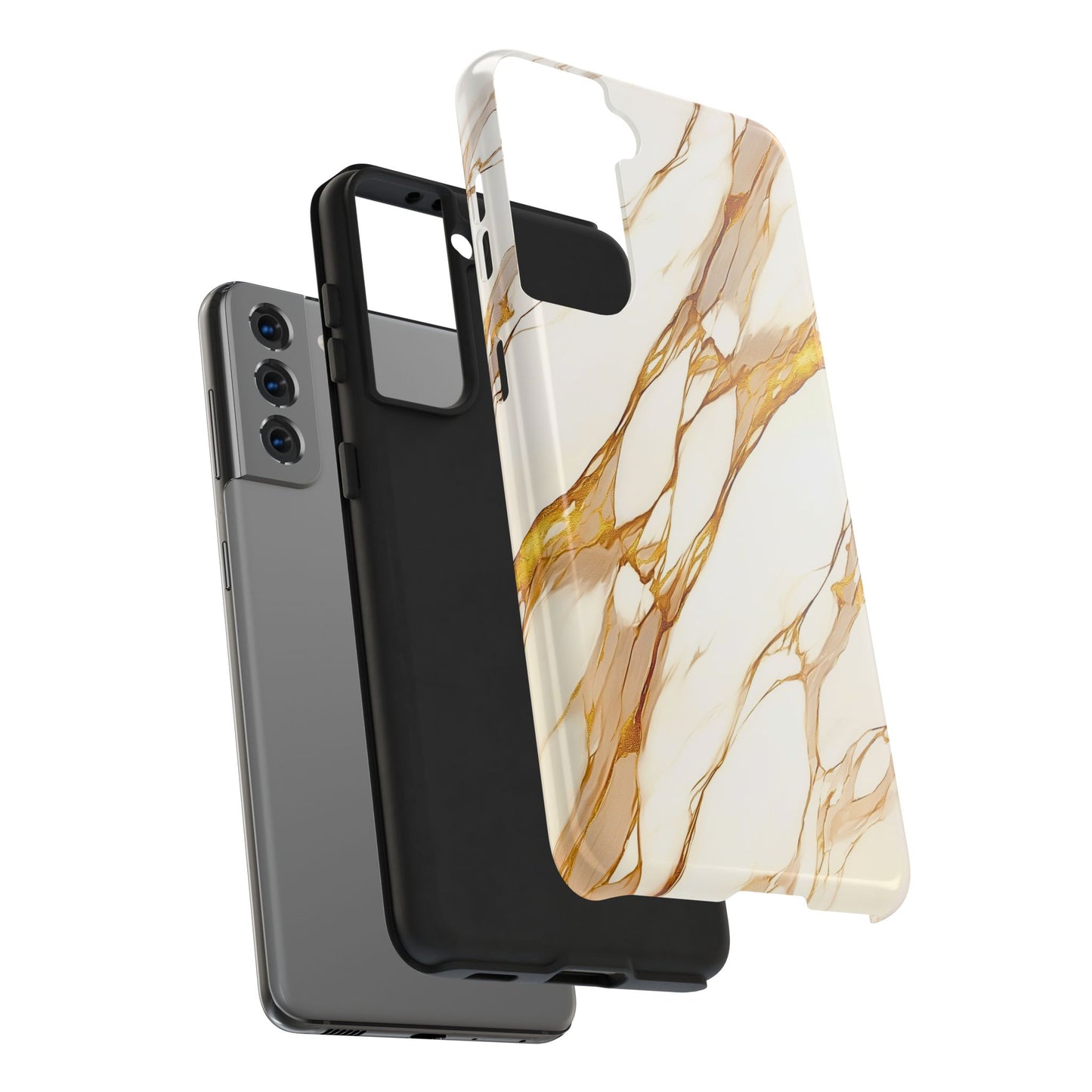Funda/Cubierta resistente para teléfono con textura de mármol dorado de lujo | Estética