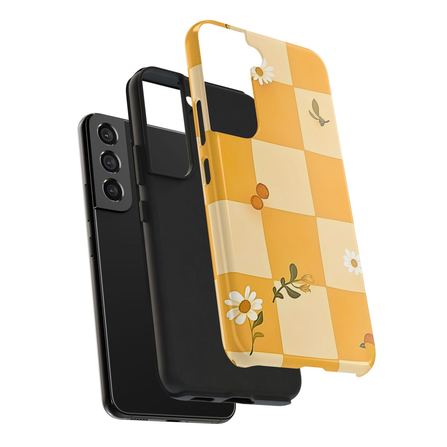 Yellow Checkered Preppy Daisies Tough Phone Case | Aesthetic