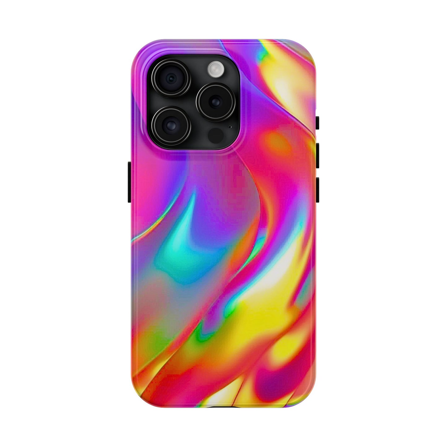 Funda resistente para teléfono con brillo metálico holográfico y estilo abstracto | Estética