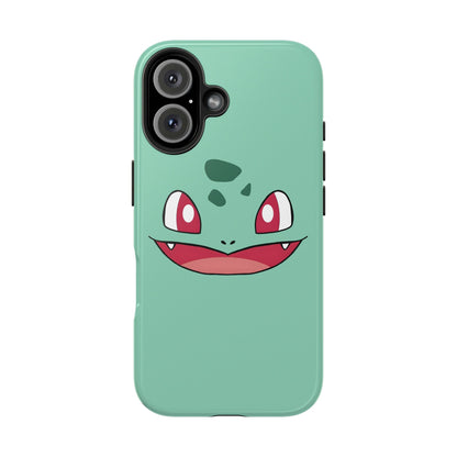 Green Leaf Dino Smile Red Eyes Cute Creature Tough Phone Case | Anime