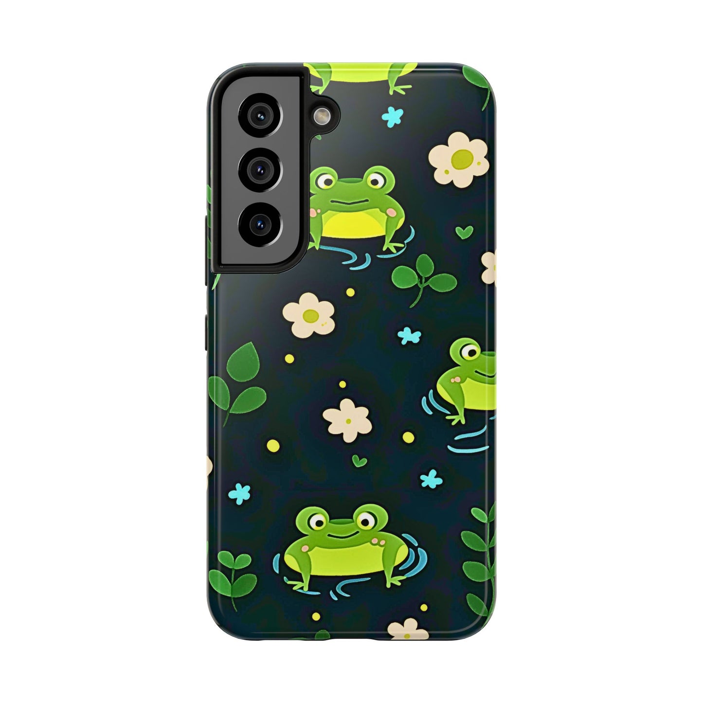 Kawaii Froggy Pattern Black Tough Phone Case | Animals