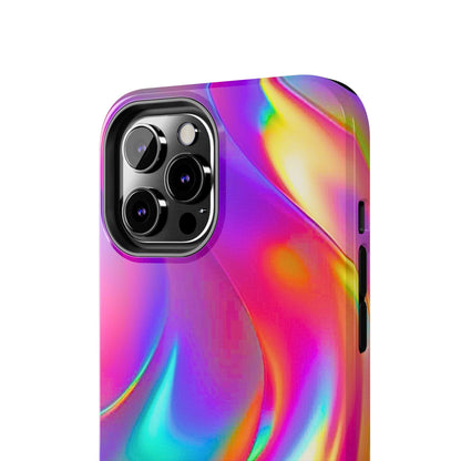 Funda resistente para teléfono con brillo metálico holográfico y estilo abstracto | Estética