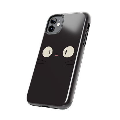 Adorable Black Cat Face and Eyes Minimal Tough Phone Case | Animals