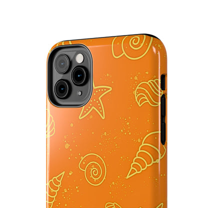 Funda resistente para teléfono con diseño de conchas naranjas | Estética