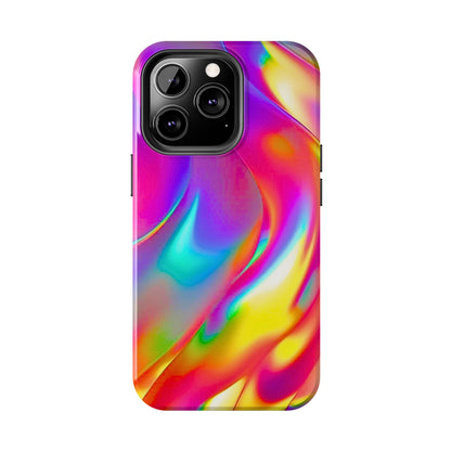 Funda resistente para teléfono con brillo metálico holográfico y estilo abstracto | Estética