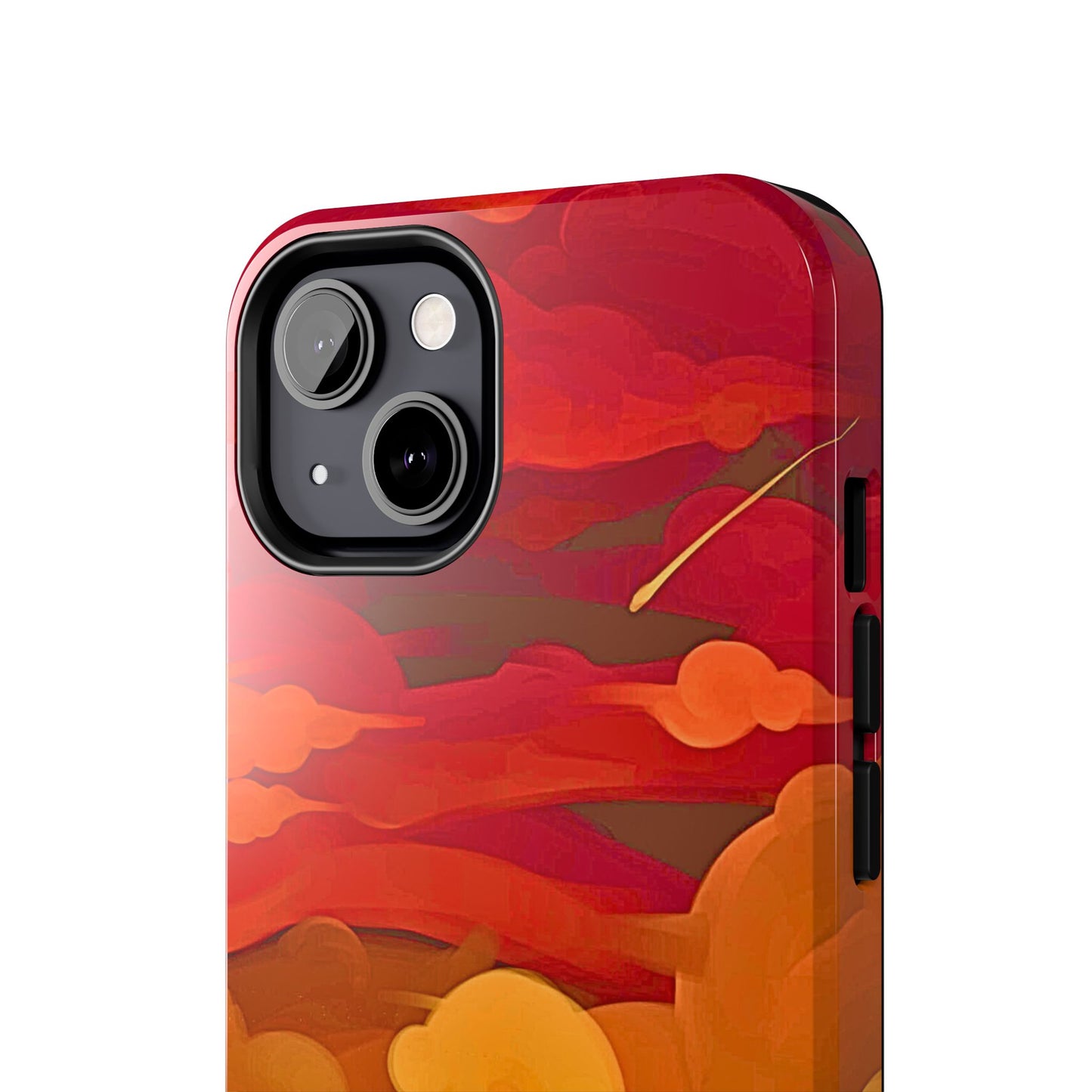 Funda resistente para teléfono con diseño de nubes rojas y naranjas | Estética