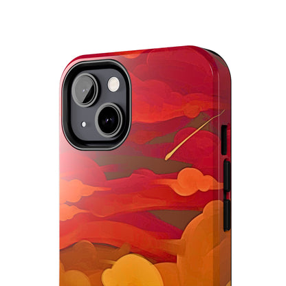 Funda resistente para teléfono con diseño de nubes rojas y naranjas | Estética