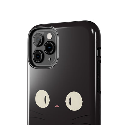 Adorable Black Cat Face and Eyes Minimal Tough Phone Case | Animals
