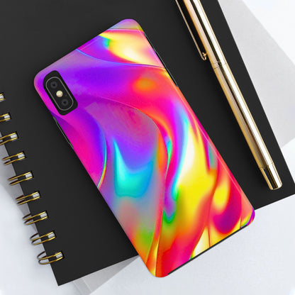 Funda resistente para teléfono con brillo metálico holográfico y estilo abstracto | Estética