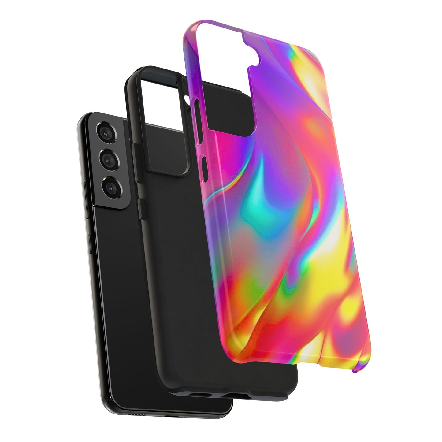 Funda resistente para teléfono con brillo metálico holográfico y estilo abstracto | Estética